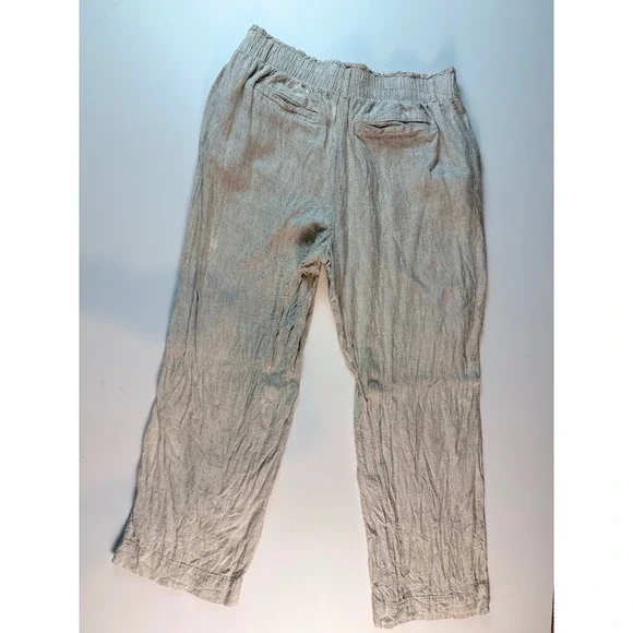 Briggs Linen Blend Straight Leg Pants Beige Elastic Waist Size L 1760053 - Picture 7 of 7